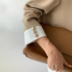 Elegant women's patchwork blazer with stand-up collar and trousers