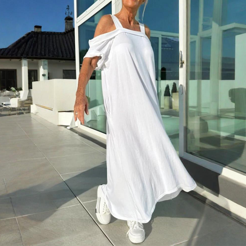 | Shoulder-Baring Maxi Dress