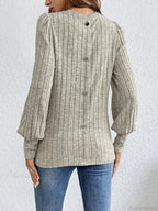 Spring Autumn Casual Crewneck Loose Knit T-shirt