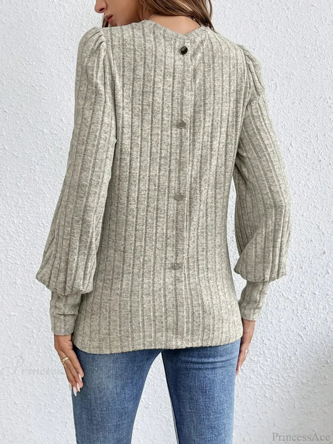 Spring Autumn Casual Crewneck Loose Knit T-shirt