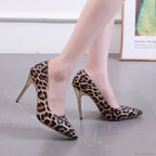 Spring Autumn Leopard Print Pointed Toe Stiletto Trendy Catwalk Women High Heel