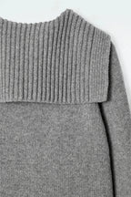 Spring Gray Crew-neck Knit Cardigan