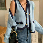 Spring V-neck Long Sleeve Knitted Cardigan