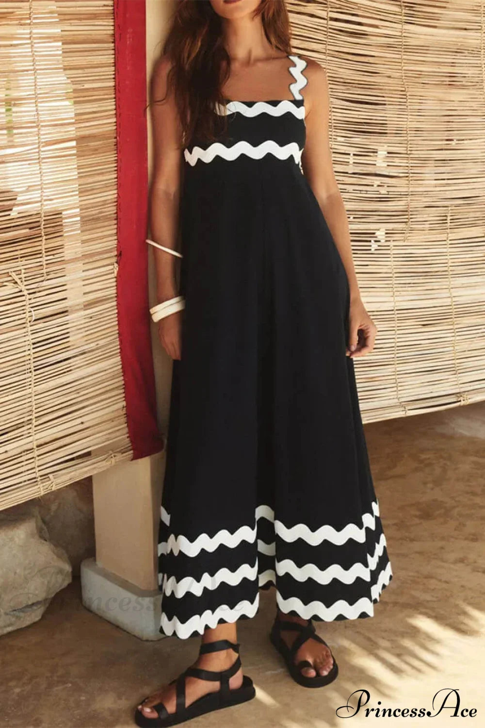 Square Collar Stylish Spaghetti Straps Dress