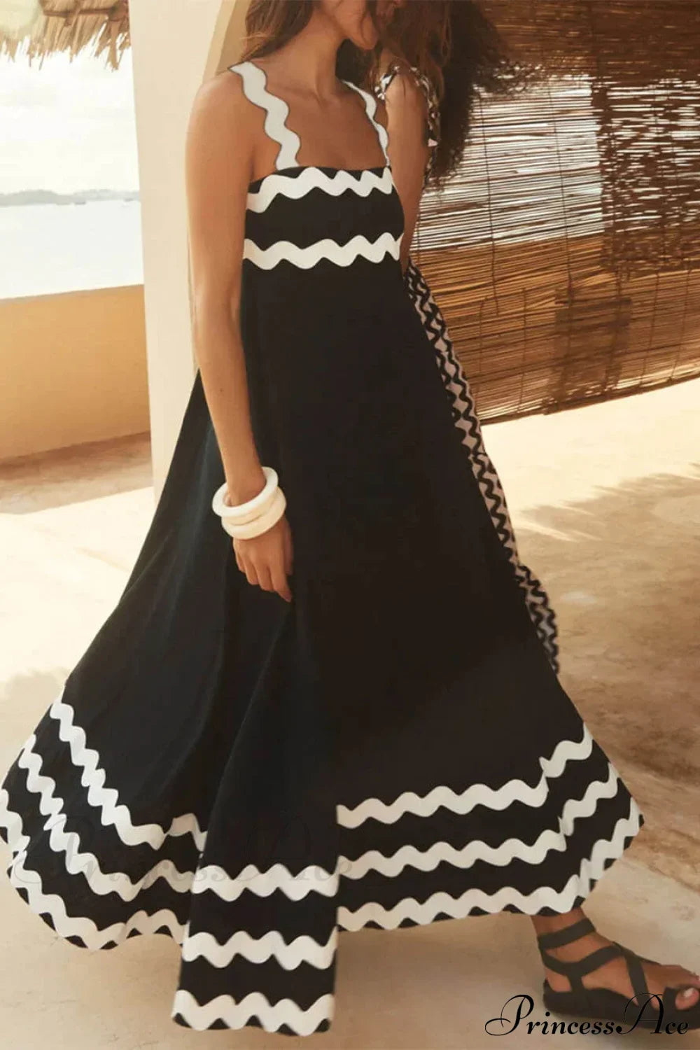 Square Collar Stylish Spaghetti Straps Dress