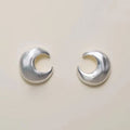 Metallic Brushed Satin Crescent Moon Studs