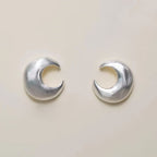 Metallic Brushed Satin Crescent Moon Studs