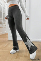 Star Print High Waist Slim Flare Pants