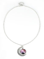 Starry Sky Round Moon Pendant Necklace