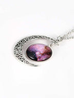 Starry Sky Round Moon Pendant Necklace