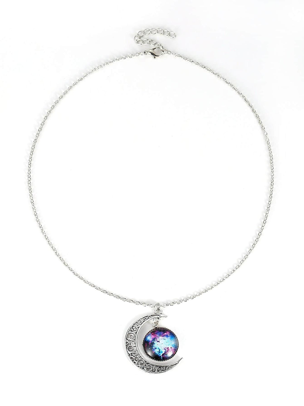 Starry Sky Round Moon Pendant Necklace