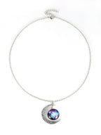 Starry Sky Round Moon Pendant Necklace