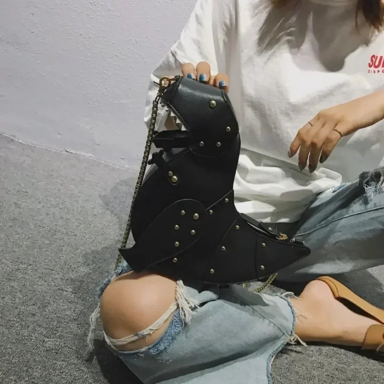 Star Tote Denim Chain Shoulder Bag