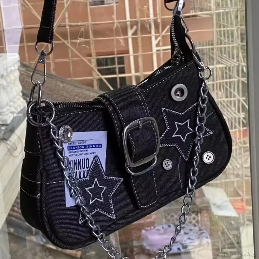 Stars Pattern Canvas Underarm Shoulder Bag