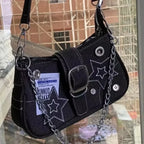 Stars Pattern Canvas Underarm Shoulder Bag