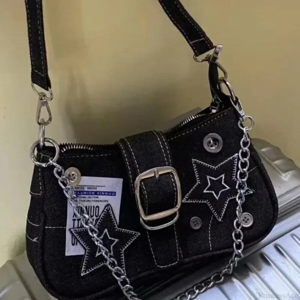 Stars Pattern Canvas Underarm Shoulder Bag