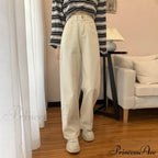 Straight Leg High Waist Stretch Denim Trousers