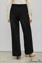 Straight Relaxed Asymmetrical Button Jeans