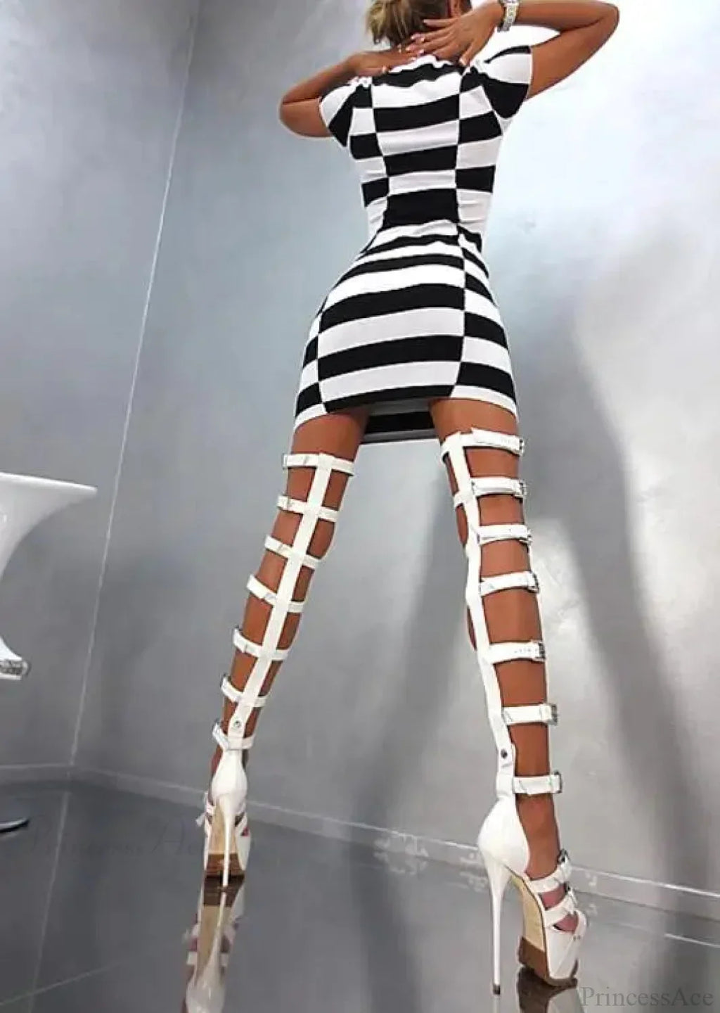 Strap Style Gladiator Elevated Thigh Boot