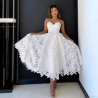Strapless A-Line Lace Evening Wedding Dress