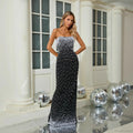 Strapless Beaded Slim Fit Floor Length Prom Dress