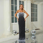 Strapless Beaded Slim Fit Floor Length Prom Dress