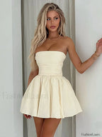 Strapless Ruffle Bodycon Mini Dress