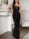 Strapless Sequin Bow Elegant Party Dress