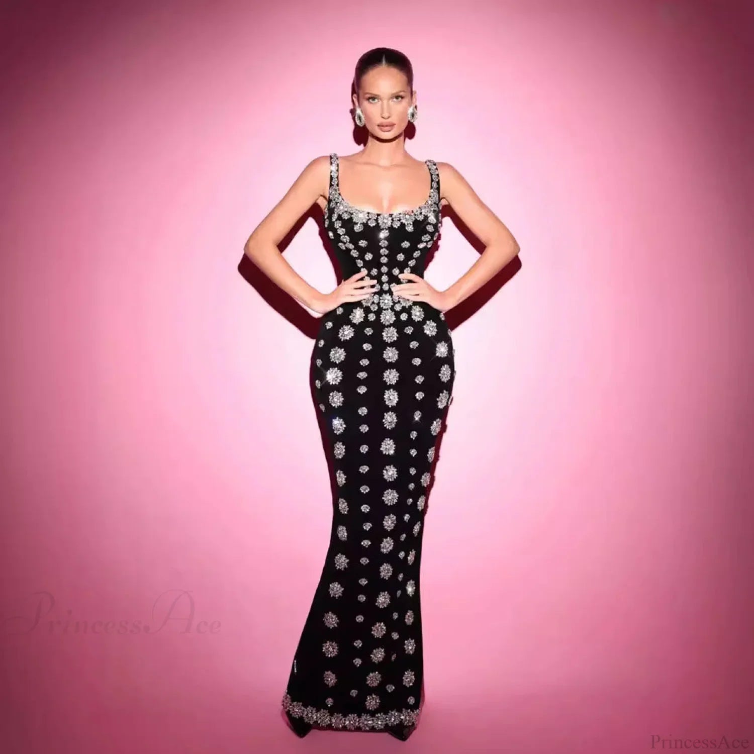 Strapless Sequin Flower Bandage Prom Dress