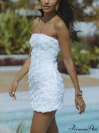 Strapless Sexy Backless Solid Graceful Color Floral Short Dress