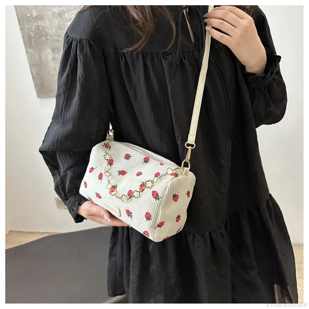 Strawberry Corduroy Mini Crossbody
