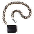 Chunky Chain Vegan Leather Micro Mini Crossbody Bag - Black