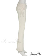 Stripe Drawstring Elastic Low Waist Baggy Sweatpants Straight Leg Pants