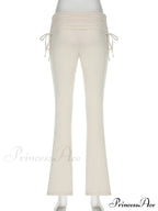 Stripe Drawstring Elastic Low Waist Baggy Sweatpants Straight Leg Pants