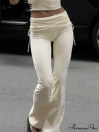 Stripe Drawstring Elastic Low Waist Baggy Sweatpants Straight Leg Pants