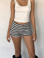 Stripe Ribbed Knit Low-Rise Short