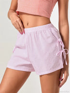 Striped Bow Tie-Up Split Short
