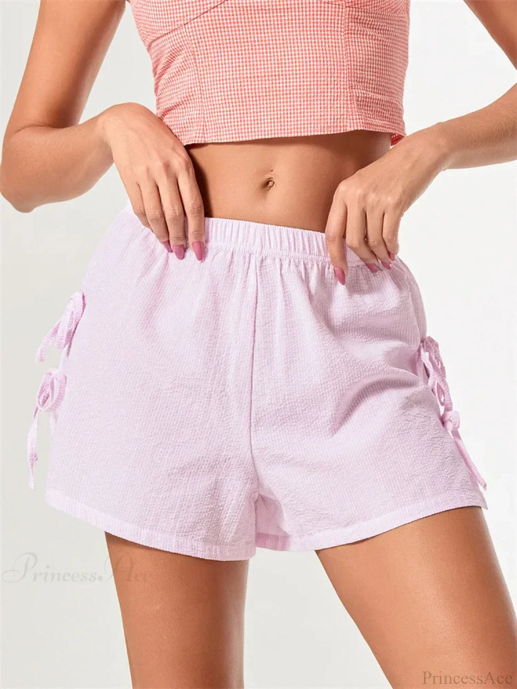 Striped Bow Tie-Up Split Short