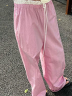 Striped Casual Ruched Vintage Sweet Straight Pant