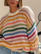 Striped Colorful Round Neck Sweater