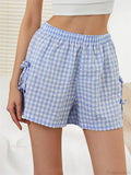 Striped Cutout Tie-Up Bow Short