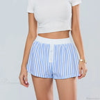 Striped Elastic Waist Loose Short