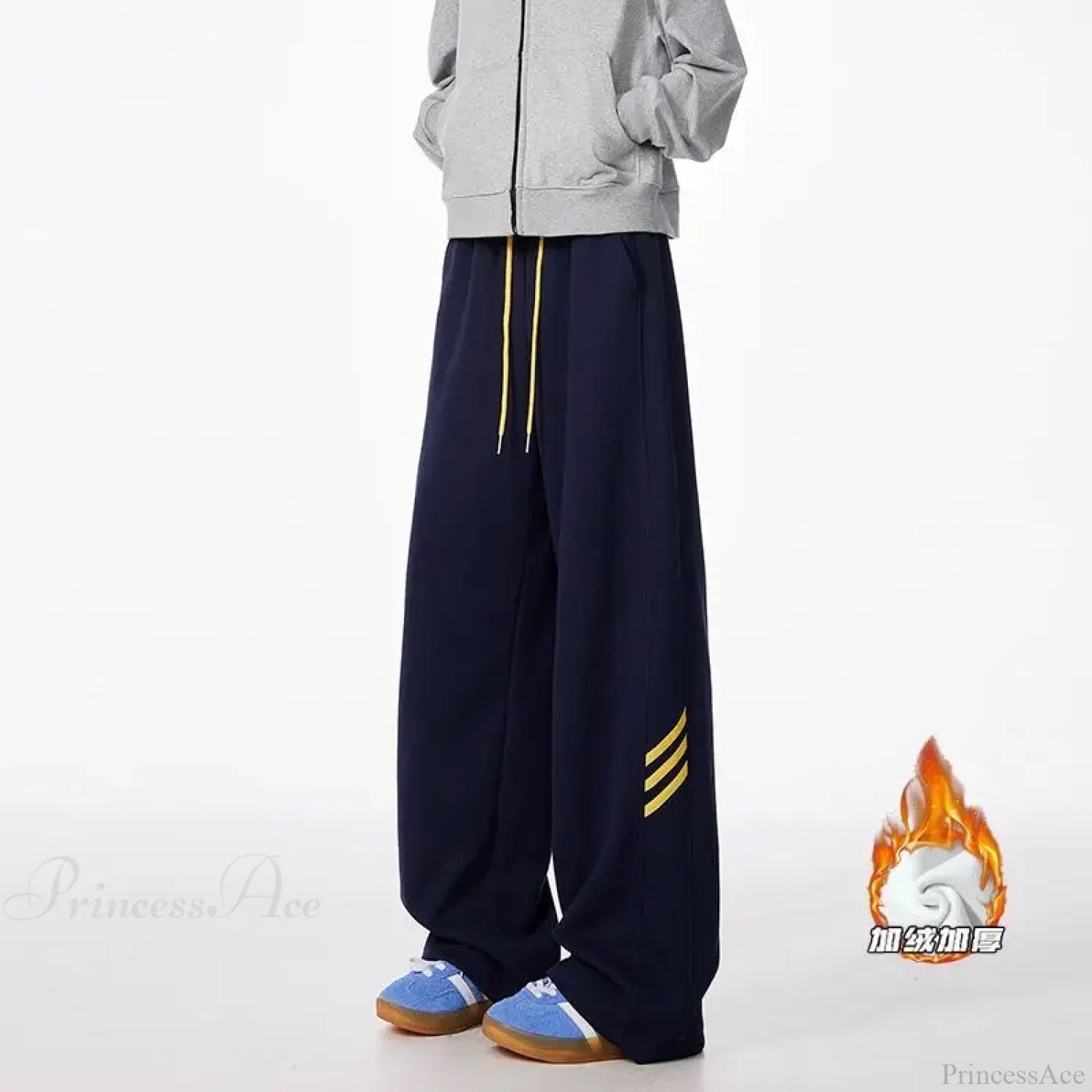 Striped Fleece Motion Loose Pants