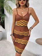 Striped Knit Bodycon Boho Dress