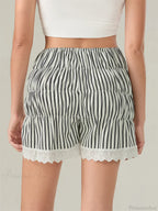 Striped Lace Lantern Ruched Short