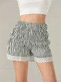 Striped Lace Lantern Ruched Short