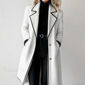 Striped Lapel Full Sleeve Woolen Overcoat