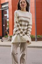 Striped Loose Knit Pullover Sweater