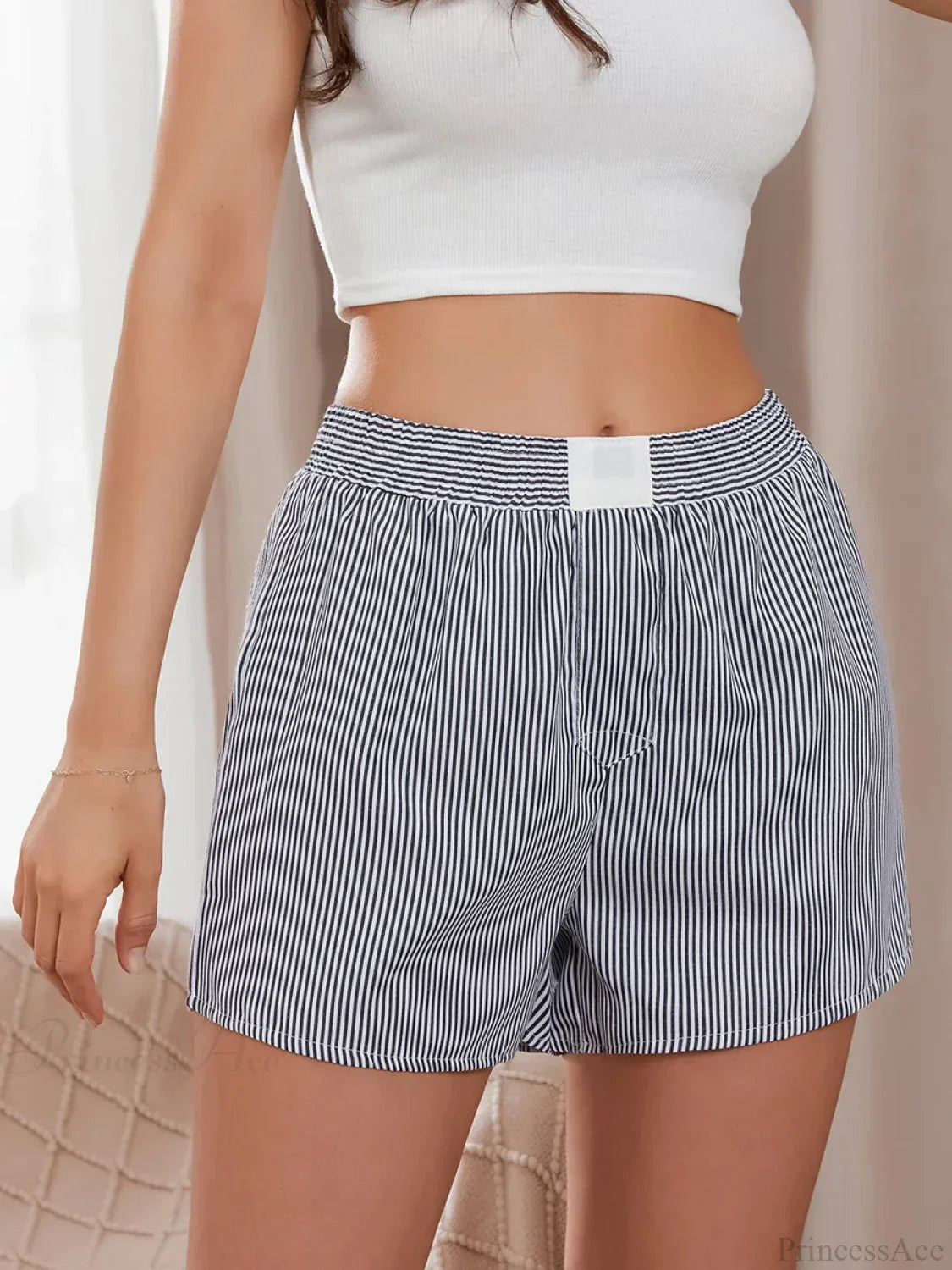 Striped Loose Wide Leg Lounge Short