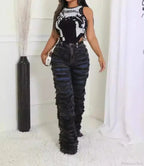 Striped Medieval High Waist Zipper Pant